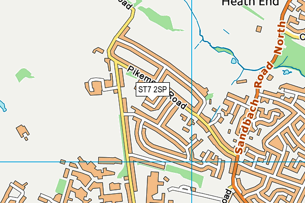 ST7 2SP map - OS VectorMap District (Ordnance Survey)