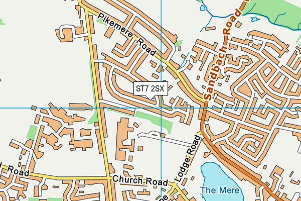 ST7 2SX map - OS VectorMap District (Ordnance Survey)