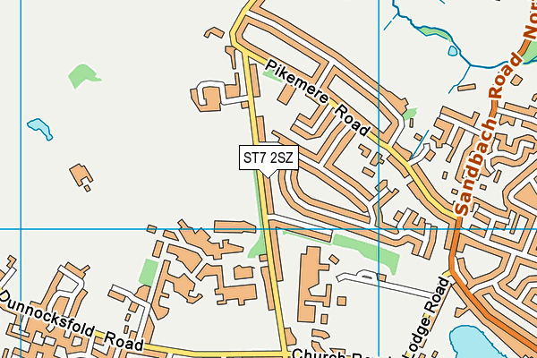 ST7 2SZ map - OS VectorMap District (Ordnance Survey)