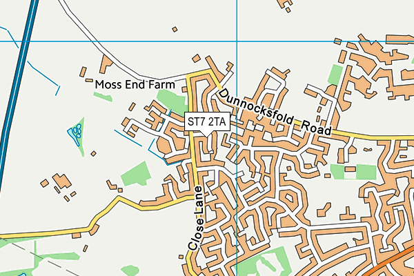 ST7 2TA map - OS VectorMap District (Ordnance Survey)