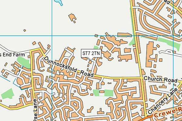 ST7 2TN map - OS VectorMap District (Ordnance Survey)