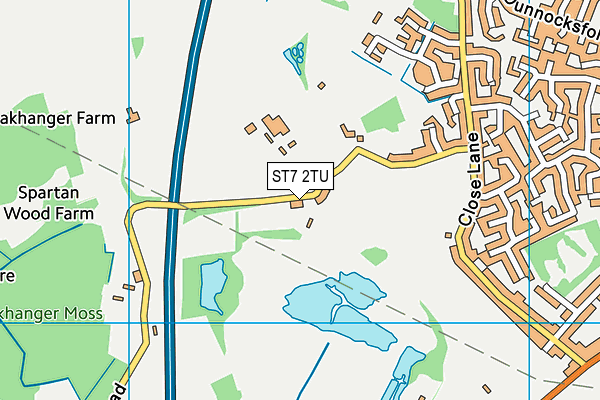 ST7 2TU map - OS VectorMap District (Ordnance Survey)