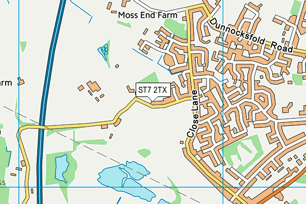 ST7 2TX map - OS VectorMap District (Ordnance Survey)