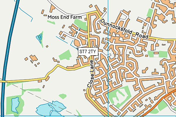 ST7 2TY map - OS VectorMap District (Ordnance Survey)