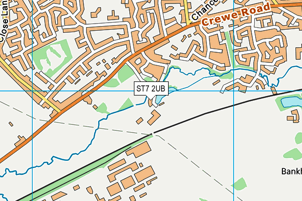 ST7 2UB map - OS VectorMap District (Ordnance Survey)