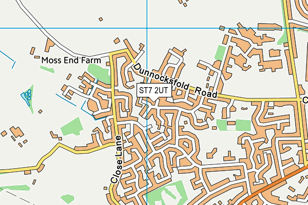 ST7 2UT map - OS VectorMap District (Ordnance Survey)