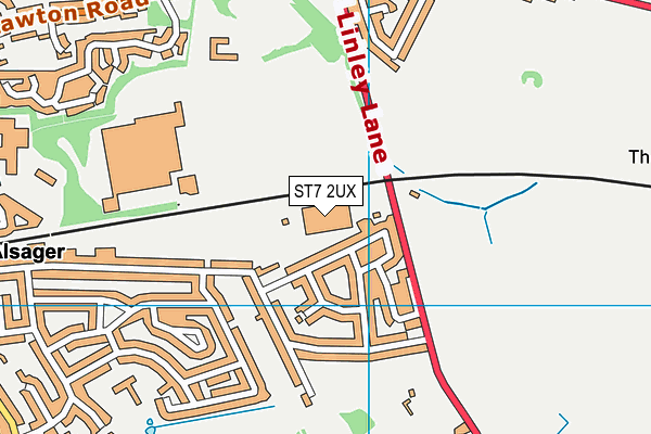 ST7 2UX map - OS VectorMap District (Ordnance Survey)