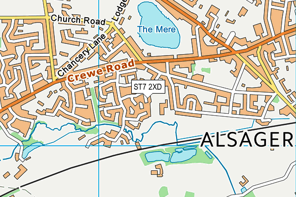 ST7 2XD map - OS VectorMap District (Ordnance Survey)