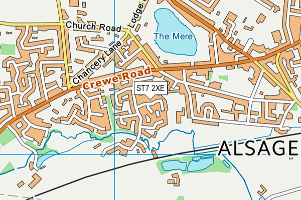 ST7 2XE map - OS VectorMap District (Ordnance Survey)