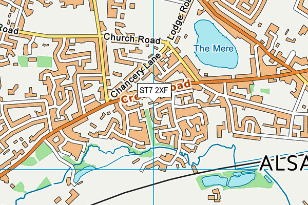 ST7 2XF map - OS VectorMap District (Ordnance Survey)