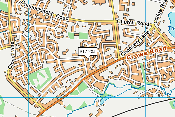 ST7 2XJ map - OS VectorMap District (Ordnance Survey)