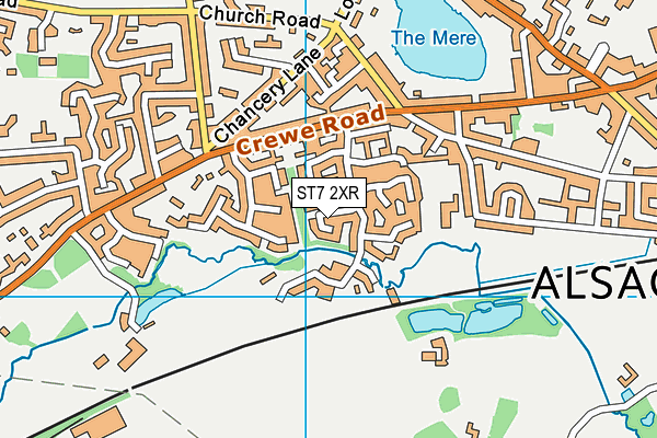 ST7 2XR map - OS VectorMap District (Ordnance Survey)