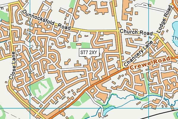 ST7 2XY map - OS VectorMap District (Ordnance Survey)