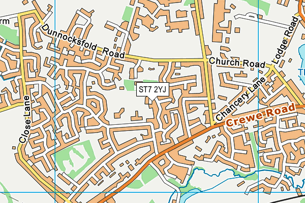 ST7 2YJ map - OS VectorMap District (Ordnance Survey)