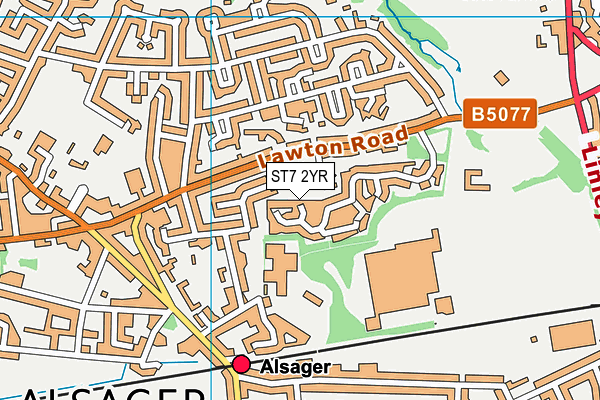 ST7 2YR map - OS VectorMap District (Ordnance Survey)
