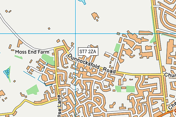 ST7 2ZA map - OS VectorMap District (Ordnance Survey)