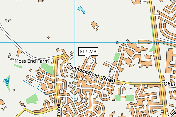 ST7 2ZB map - OS VectorMap District (Ordnance Survey)