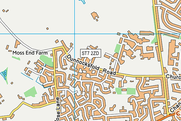 ST7 2ZD map - OS VectorMap District (Ordnance Survey)