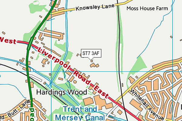 ST7 3AF map - OS VectorMap District (Ordnance Survey)