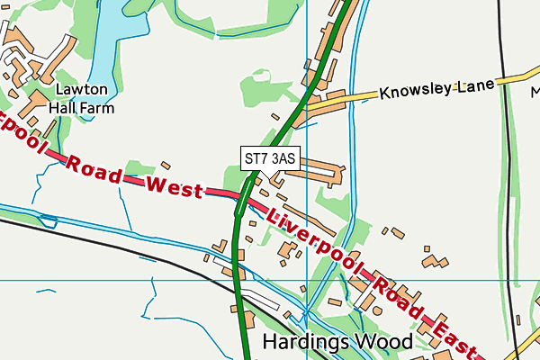 ST7 3AS map - OS VectorMap District (Ordnance Survey)