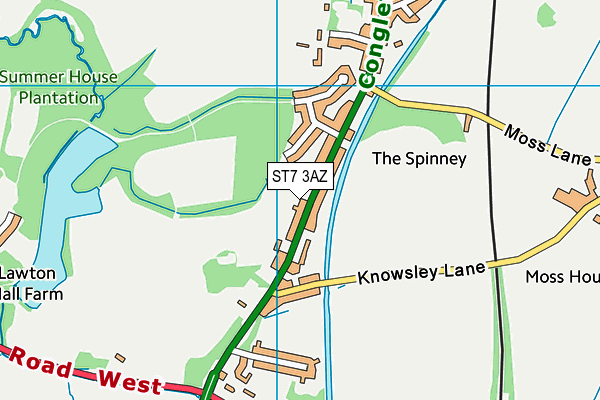 ST7 3AZ map - OS VectorMap District (Ordnance Survey)