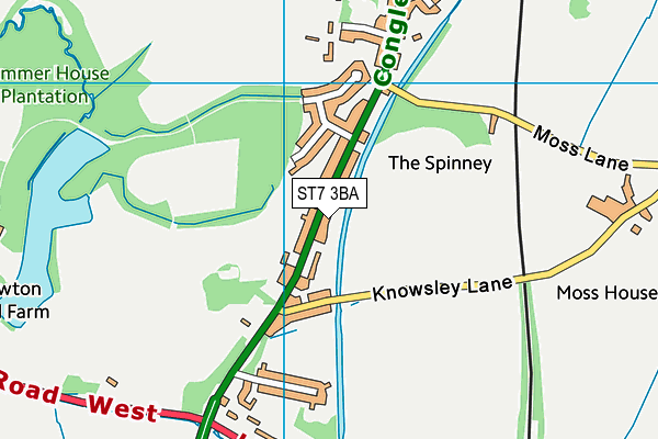 ST7 3BA map - OS VectorMap District (Ordnance Survey)