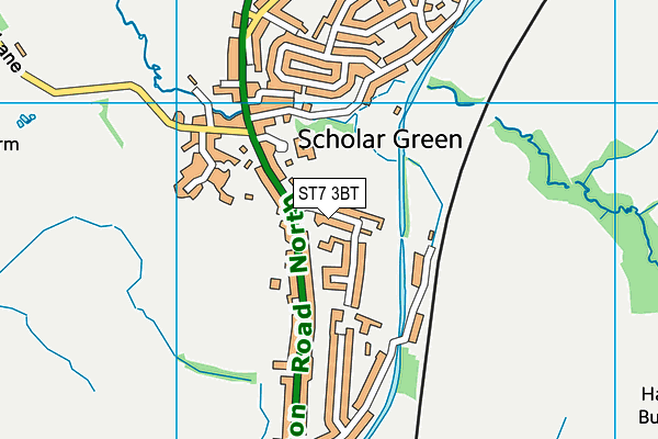 ST7 3BT map - OS VectorMap District (Ordnance Survey)