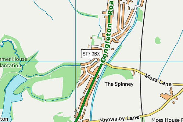 ST7 3BX map - OS VectorMap District (Ordnance Survey)