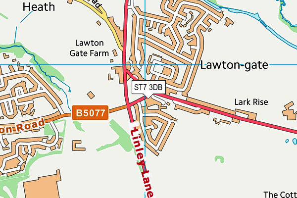 ST7 3DB map - OS VectorMap District (Ordnance Survey)