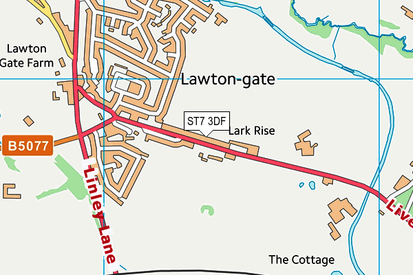 ST7 3DF map - OS VectorMap District (Ordnance Survey)