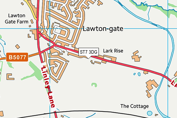 ST7 3DG map - OS VectorMap District (Ordnance Survey)