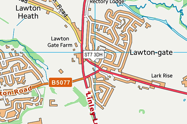 ST7 3DH map - OS VectorMap District (Ordnance Survey)