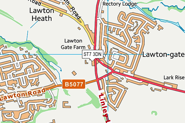 ST7 3DN map - OS VectorMap District (Ordnance Survey)