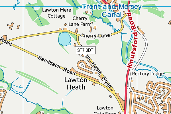 ST7 3DT map - OS VectorMap District (Ordnance Survey)