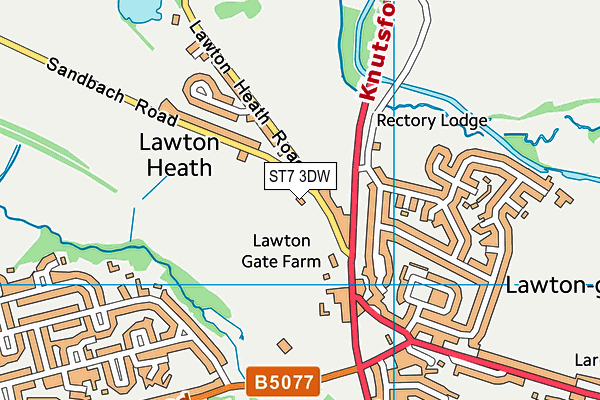 ST7 3DW map - OS VectorMap District (Ordnance Survey)