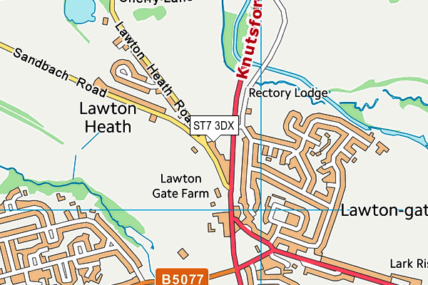 ST7 3DX map - OS VectorMap District (Ordnance Survey)