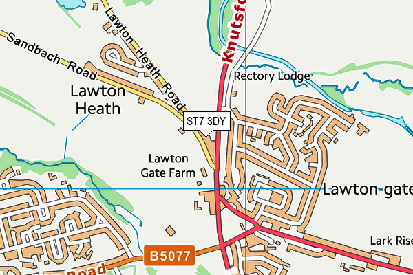 ST7 3DY map - OS VectorMap District (Ordnance Survey)