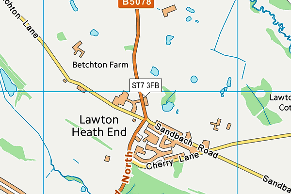 ST7 3FB map - OS VectorMap District (Ordnance Survey)