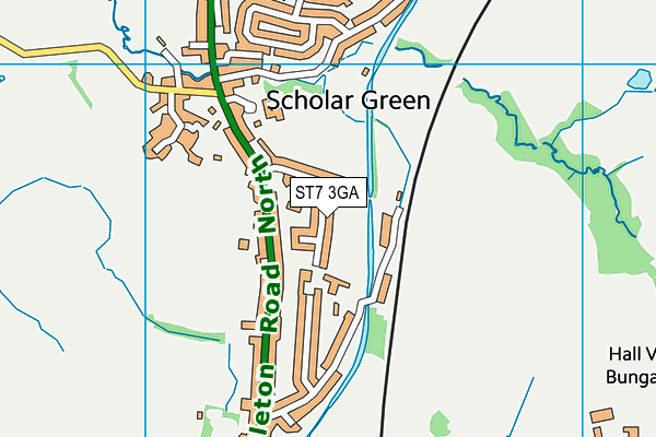 ST7 3GA map - OS VectorMap District (Ordnance Survey)