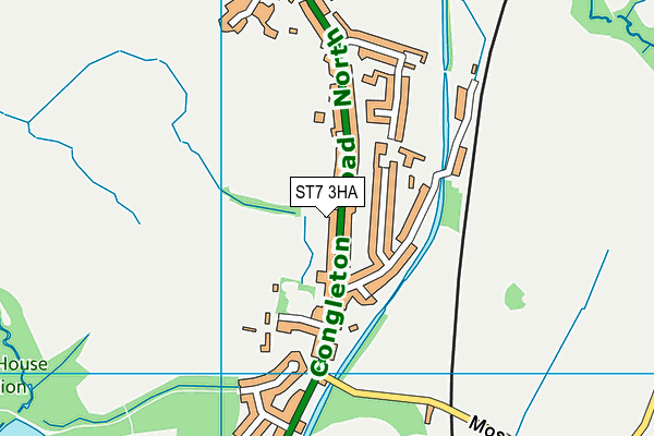 ST7 3HA map - OS VectorMap District (Ordnance Survey)