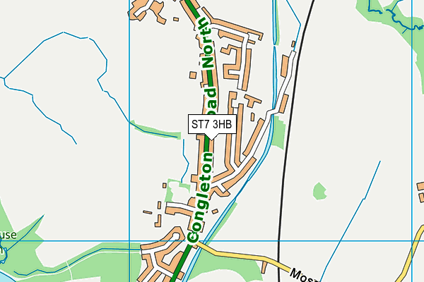 ST7 3HB map - OS VectorMap District (Ordnance Survey)