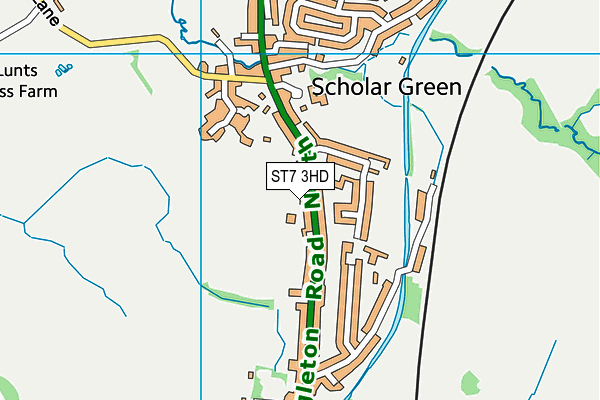 ST7 3HD map - OS VectorMap District (Ordnance Survey)