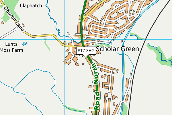 ST7 3HG map - OS VectorMap District (Ordnance Survey)