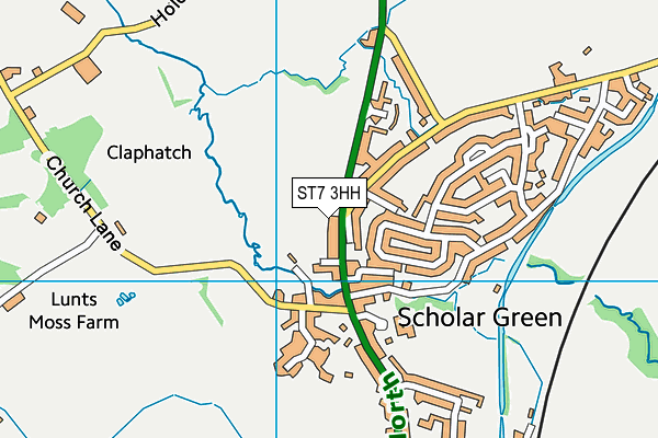 ST7 3HH map - OS VectorMap District (Ordnance Survey)