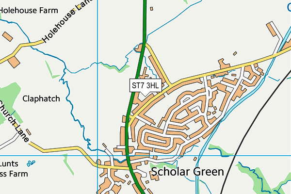 ST7 3HL map - OS VectorMap District (Ordnance Survey)