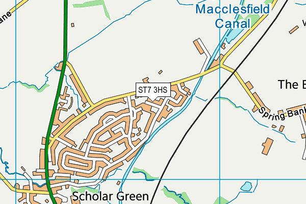 ST7 3HS map - OS VectorMap District (Ordnance Survey)