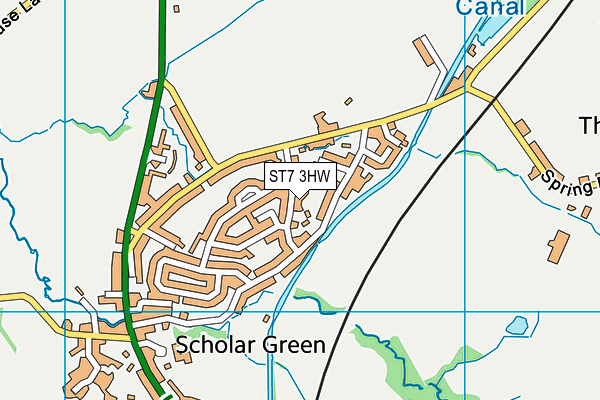 ST7 3HW map - OS VectorMap District (Ordnance Survey)