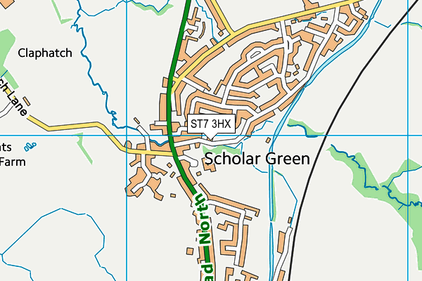 ST7 3HX map - OS VectorMap District (Ordnance Survey)