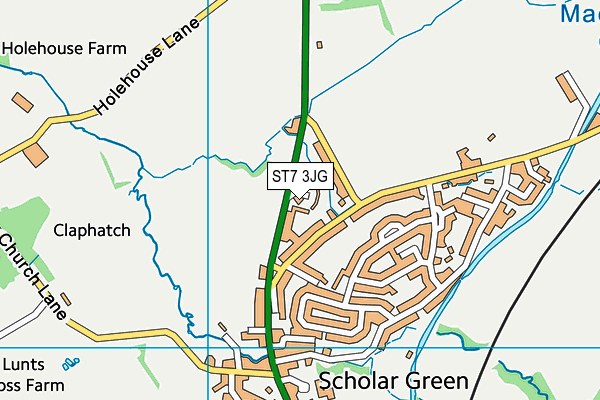 ST7 3JG map - OS VectorMap District (Ordnance Survey)