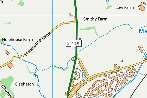 ST7 3JH map - OS VectorMap District (Ordnance Survey)